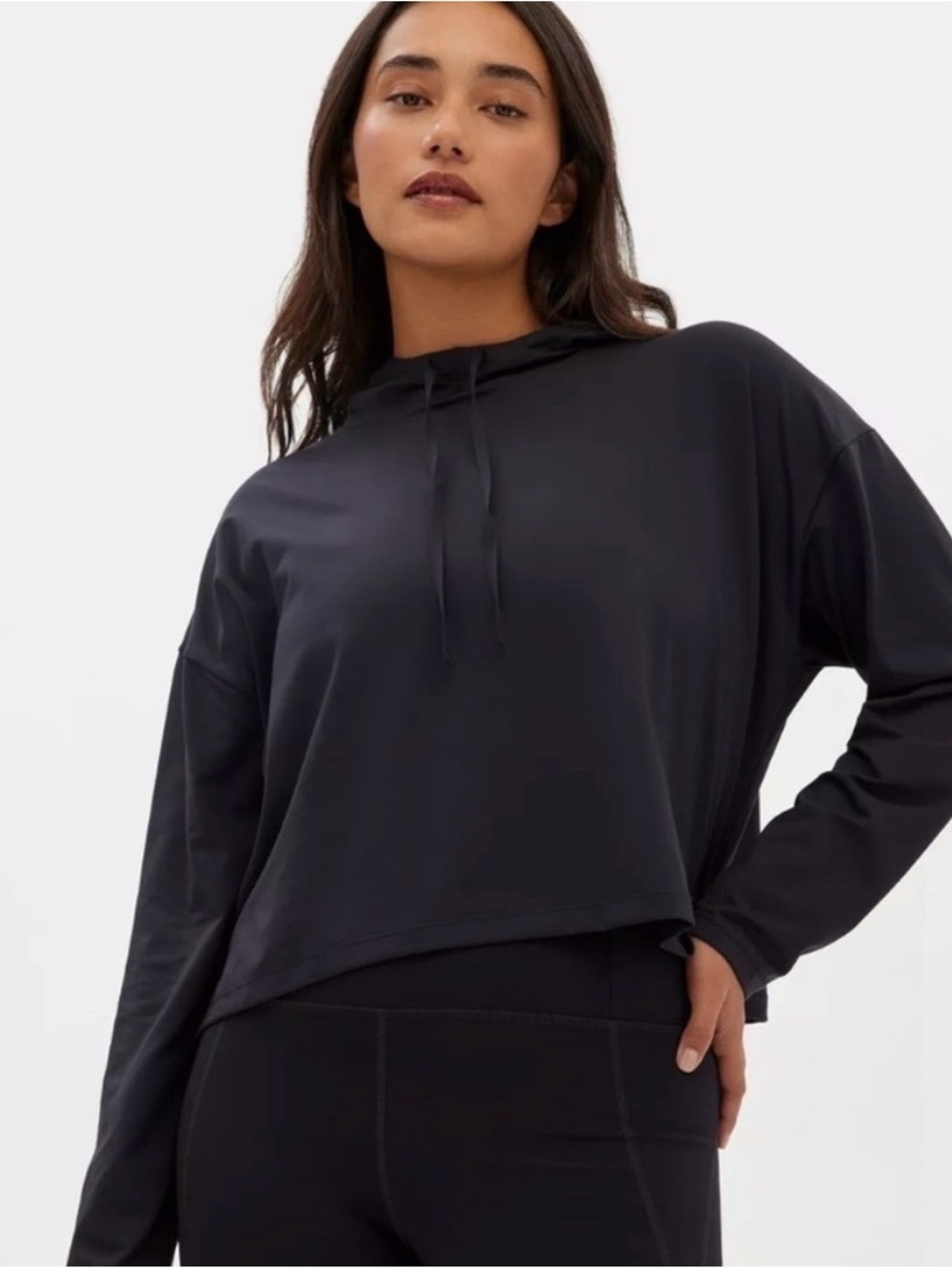 Girlfriend Collective Black Cropped Hoodie Top